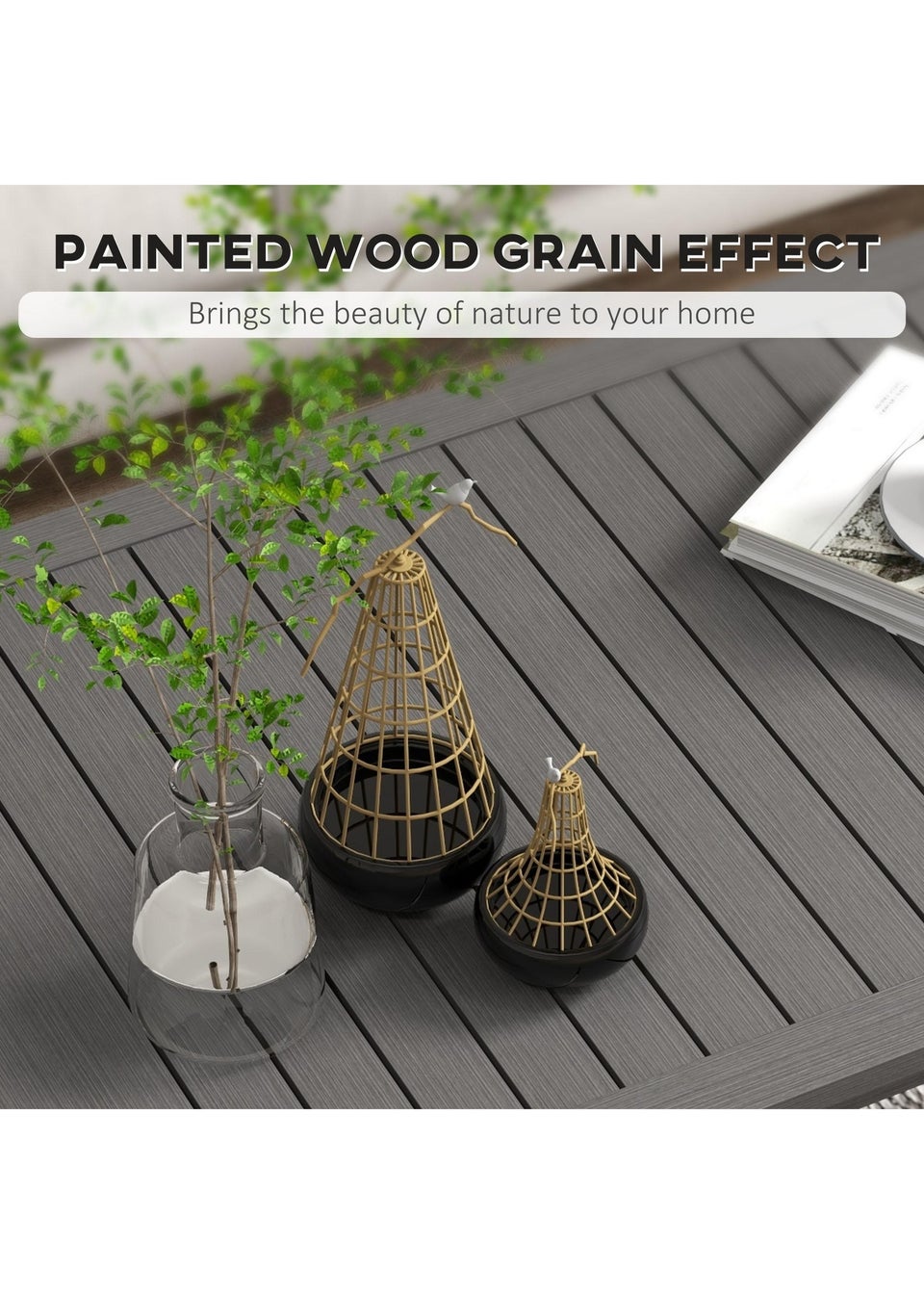 Outsunny Outdoor Coffee Table Patio Table with Brown Wood Grain Effect