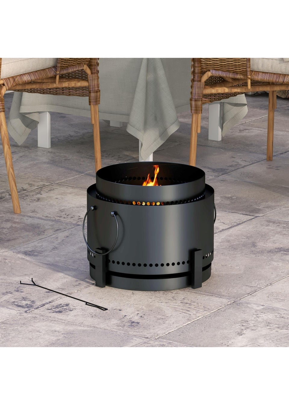 Outsunny Smokeless Wood Burning Firepit Metal Fire Pit