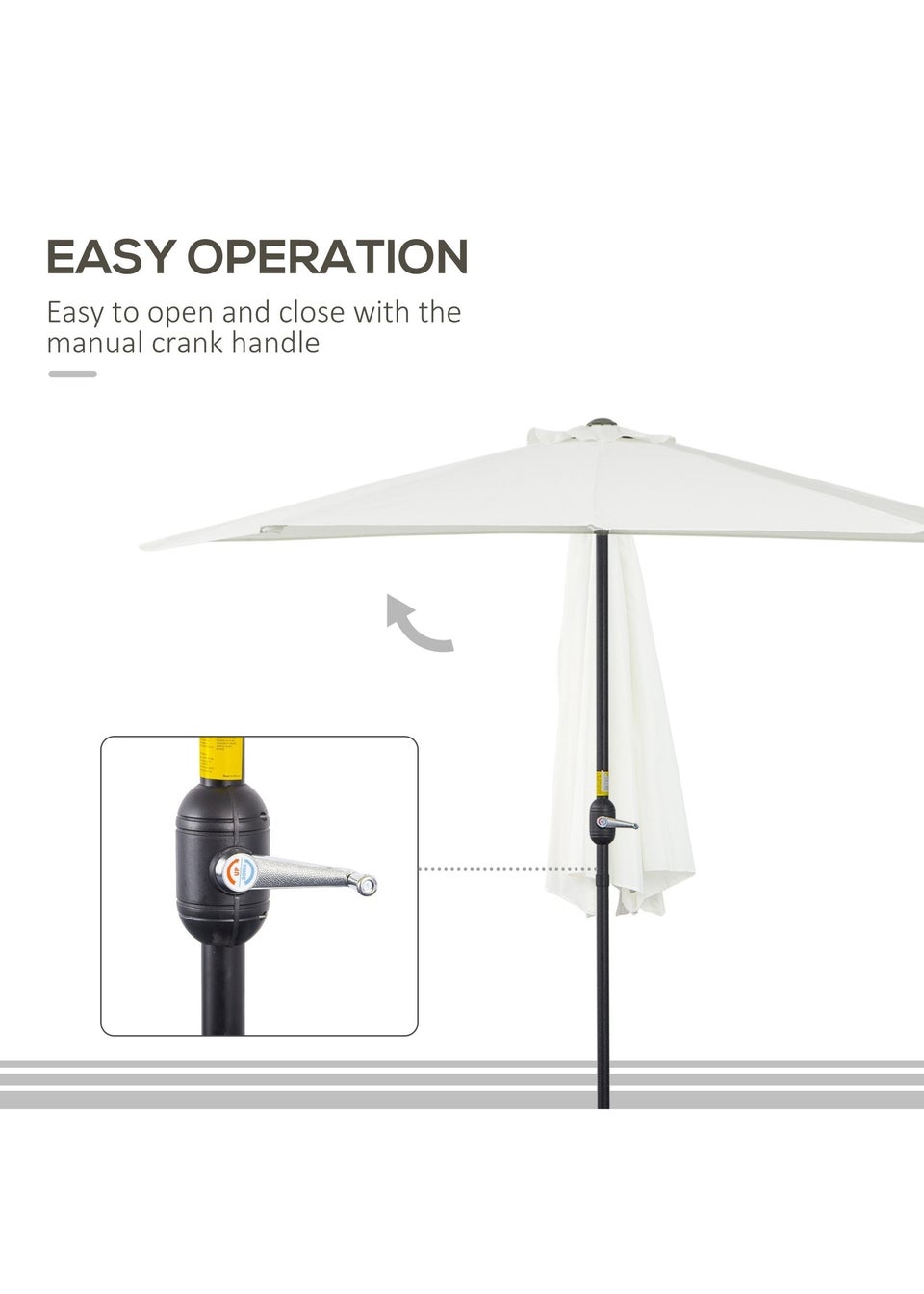 Outsunny Metal Frame Garden Furniture Parasol Half Round Umbrella