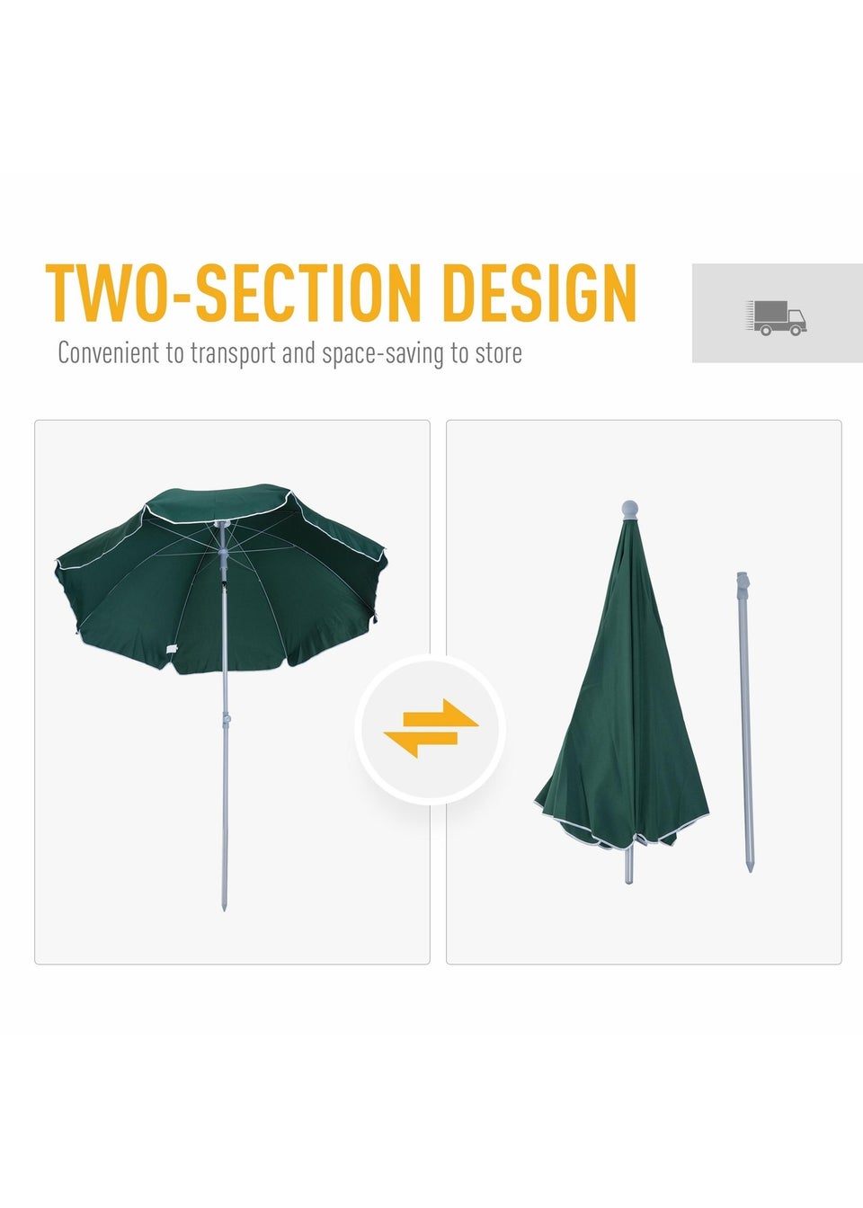 Outsunny Tilt Garden Parasol Beach Umbrella Patio Sun Shade