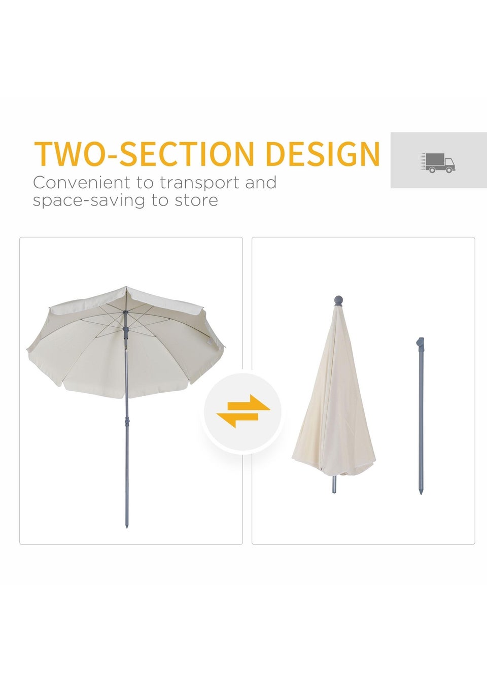 Outsunny Tilt Garden Parasol Beach Umbrella Patio Sun Shade