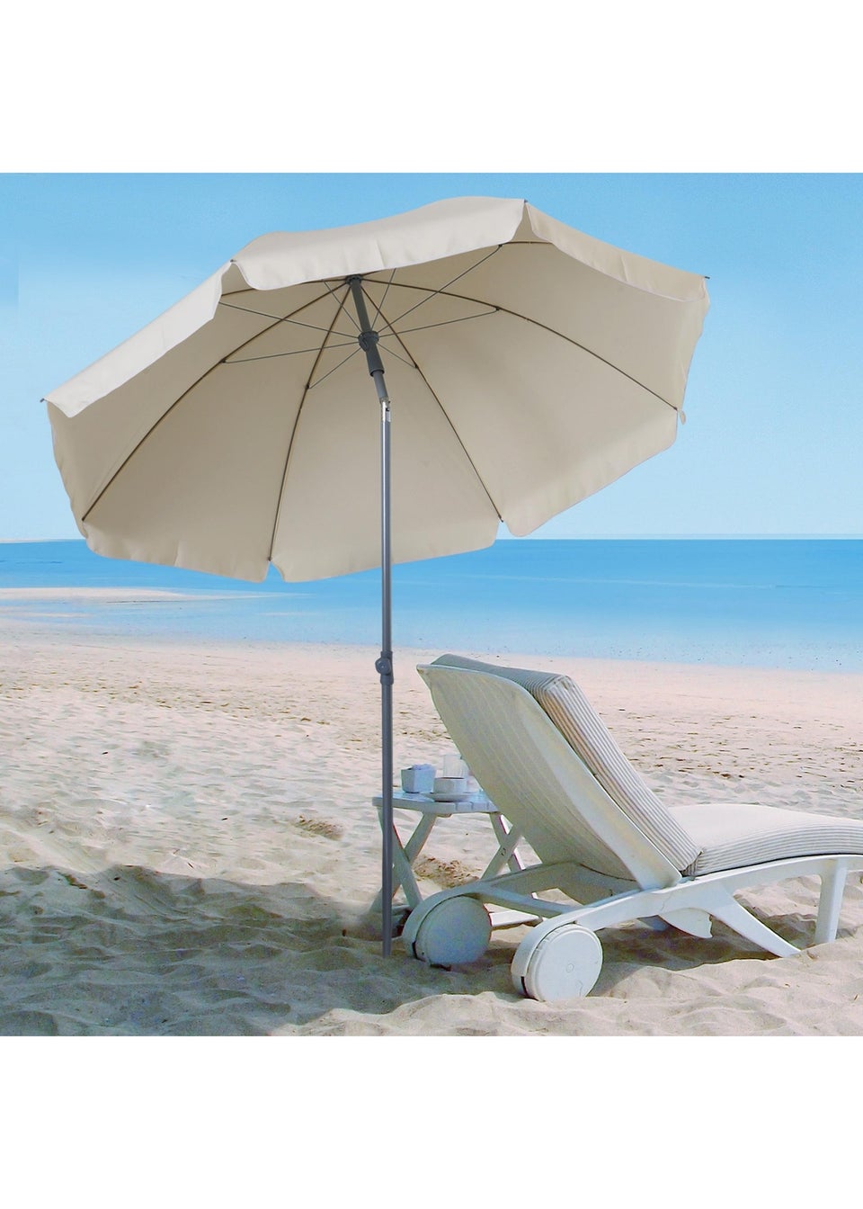 Outsunny Tilt Garden Parasol Beach Umbrella Patio Sun Shade