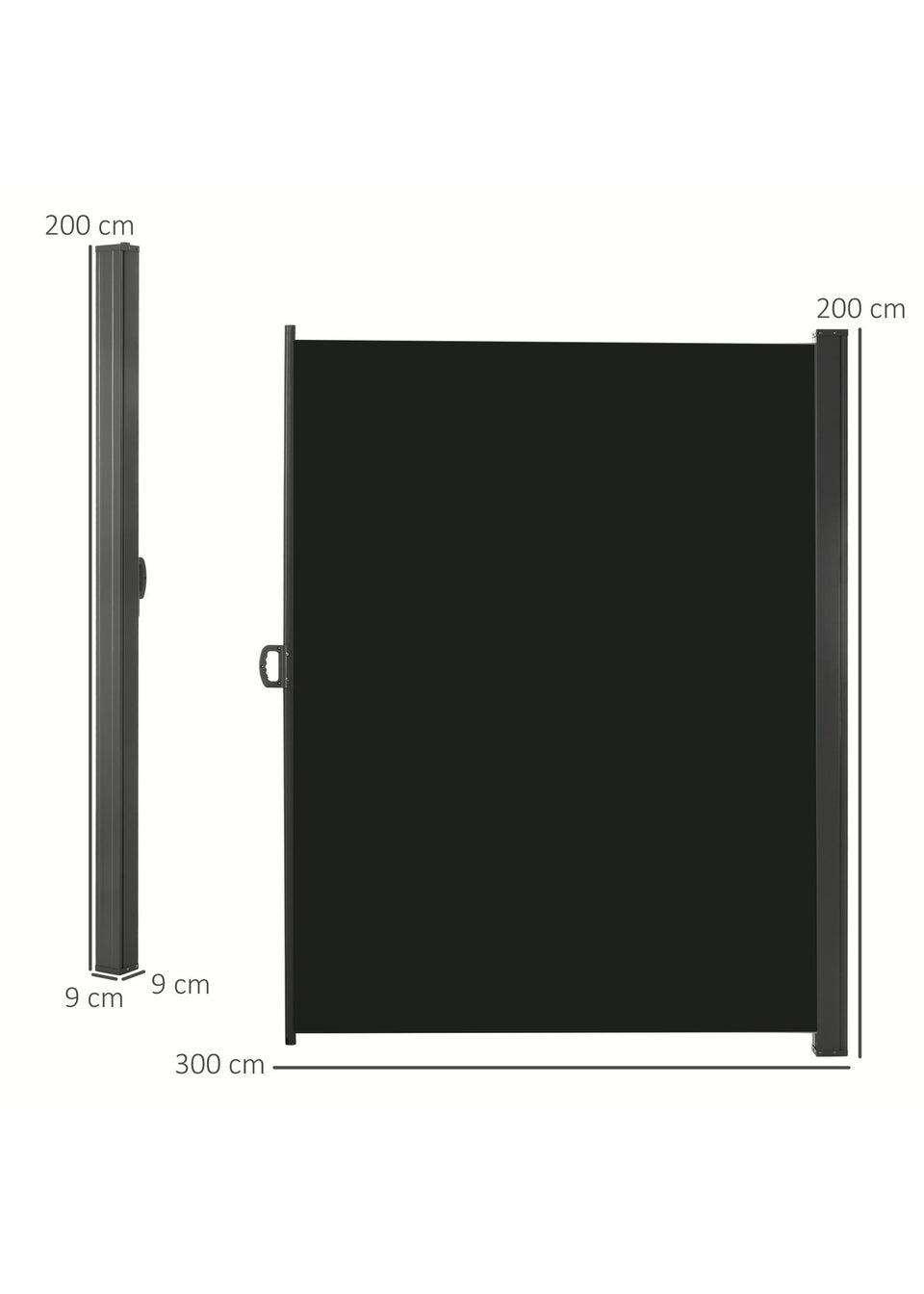 Outsunny 3x2M Retractable Side Awning Screen Fence Patio Privacy Divider