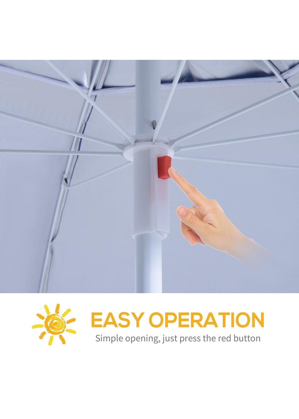 Outsunny Beach Umbrella Sun Shelter 2 in 1 Umbrella UV Protection