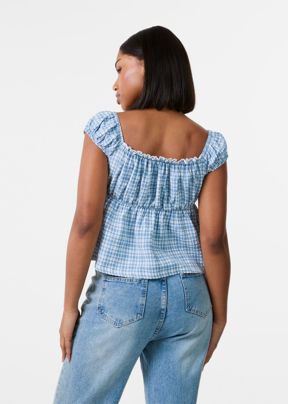 Pink Vanilla Blue Milkmaid Crop Top