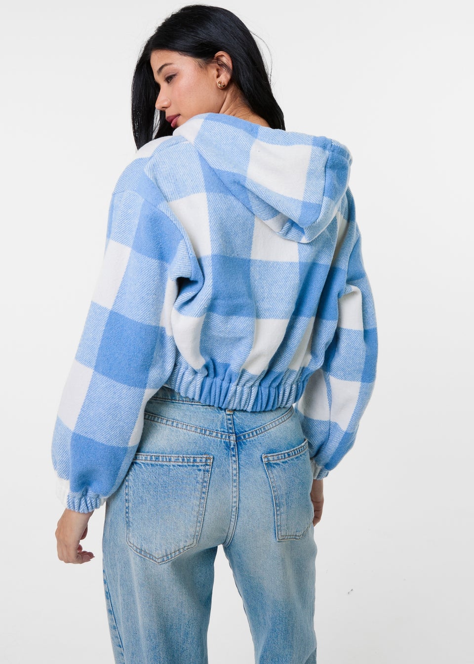 Pink Vanilla Blue Hooded Drawstring Fleece Jacket