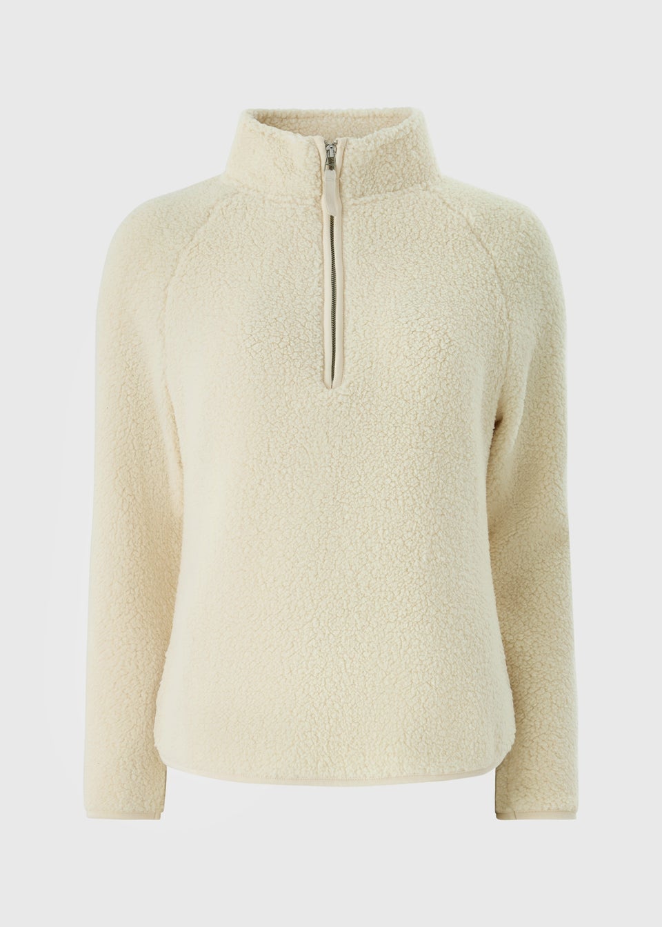 Cream Borg Half Zip Jacket