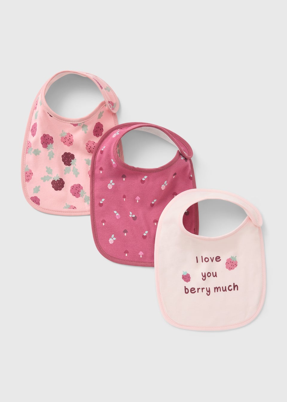 3 Pack Baby Pink Berry Bibs (Newborn-23mths)