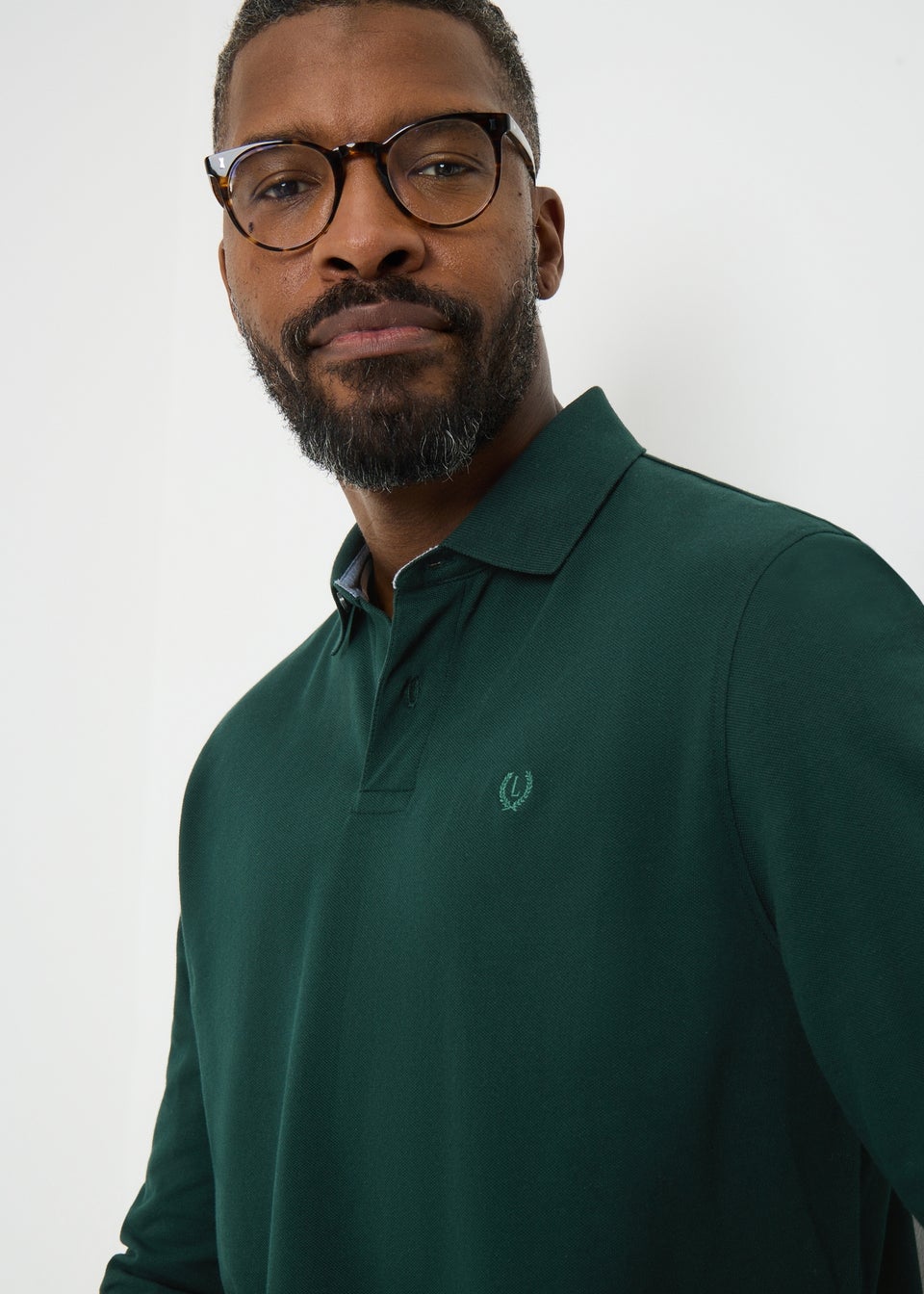 Lincoln Green Textured Long Sleeve Polo Shirt