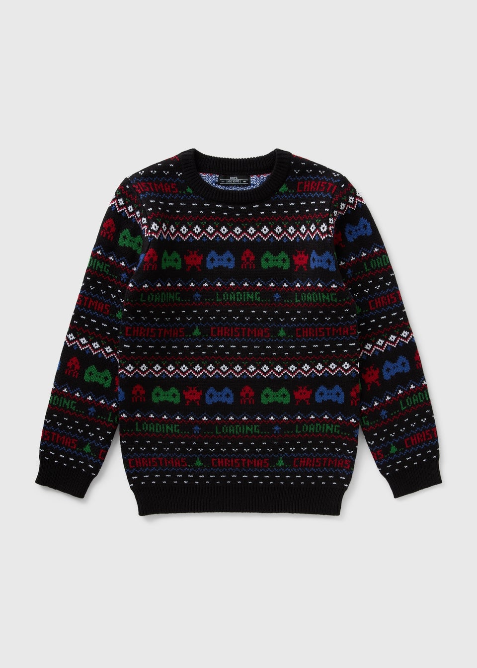 Boys Black Gaming Christmas Jumper (7-15yrs)