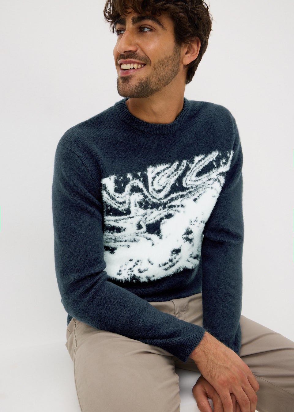 Navy Abstract Design Jumper