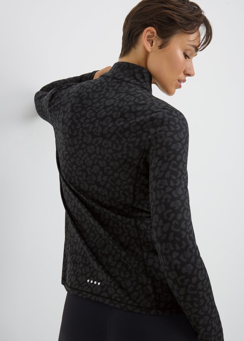 Souluxe Black Leopard Half Zip Top