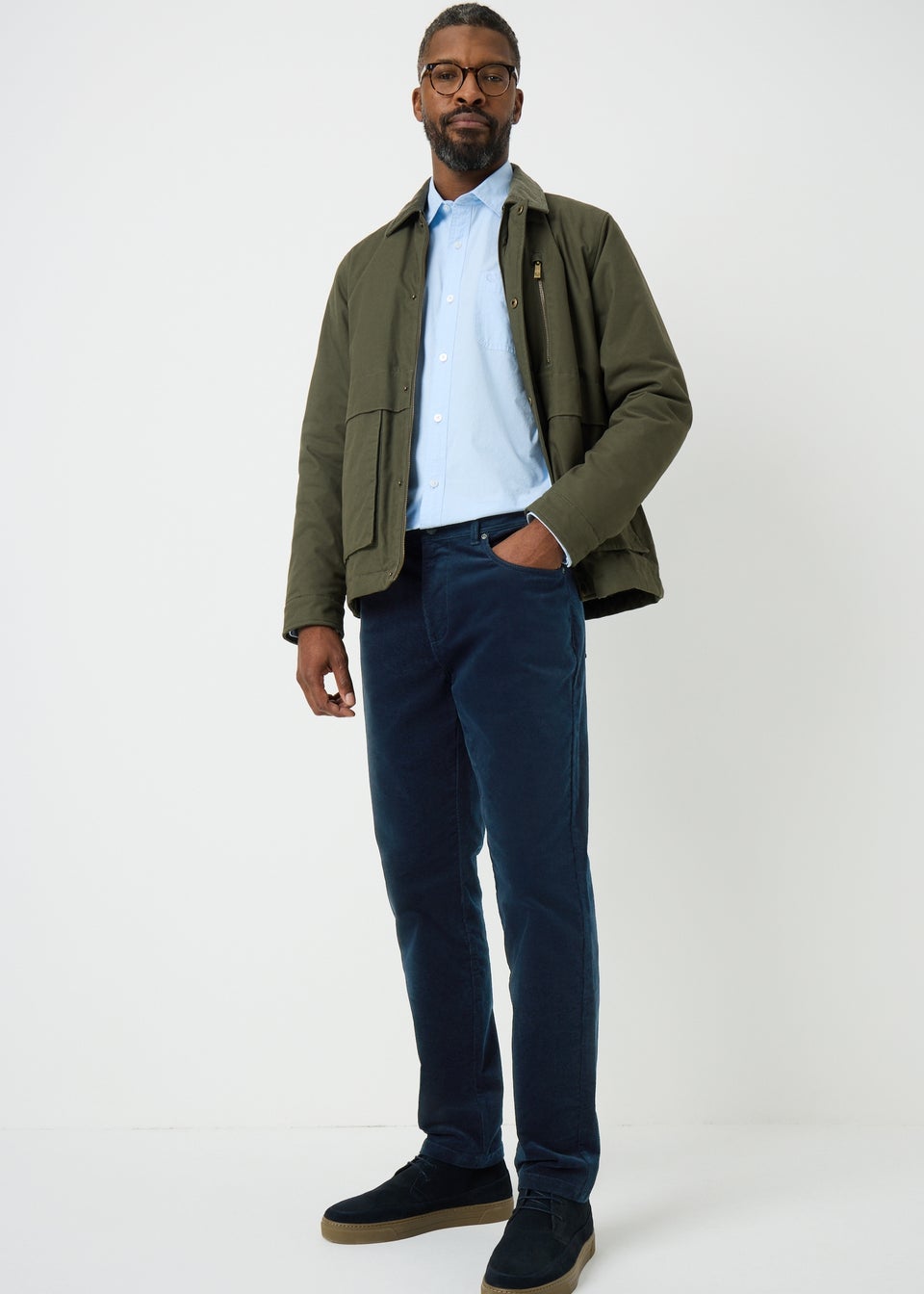 Lincoln Navy Cord Straight Leg Trousers