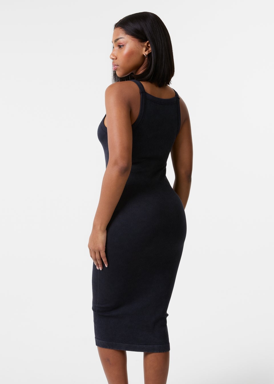 Pink Vanilla Black Washed Ribbed Racer Dress