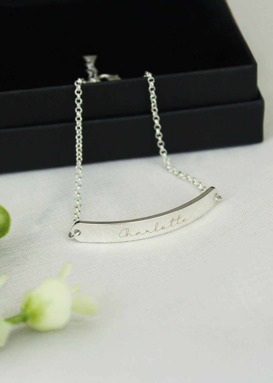 Personalised Memento Company Name Only Tone Bar Bracelet