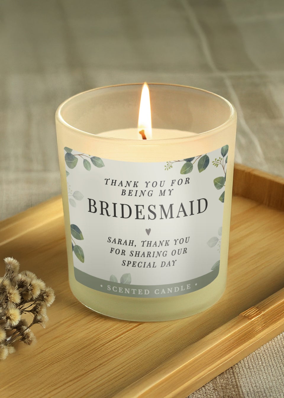 Personalised Memento Company Botanical Wedding Party Jar Candle