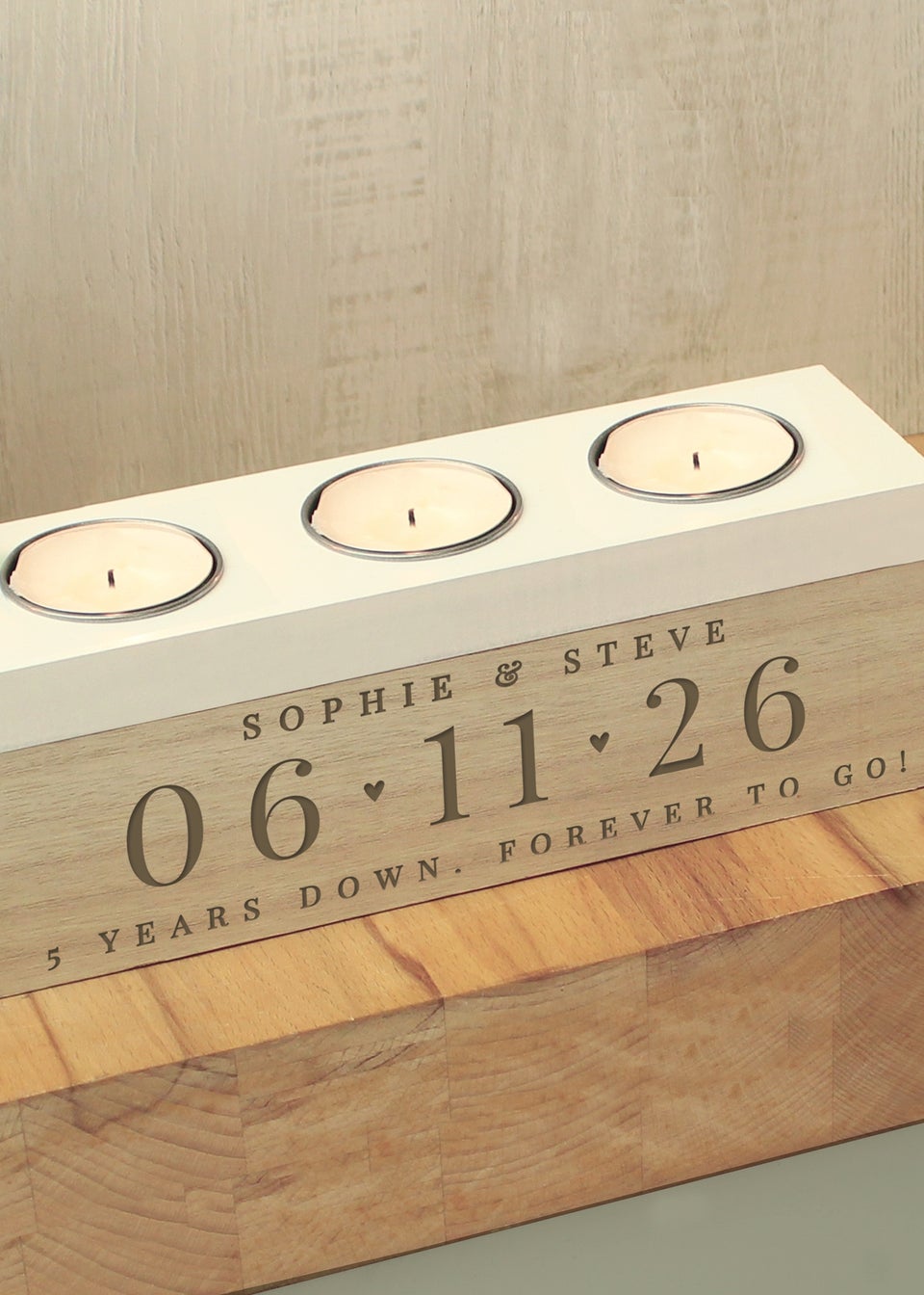 Personalised Memento Company Special Date Triple Tea Light Box