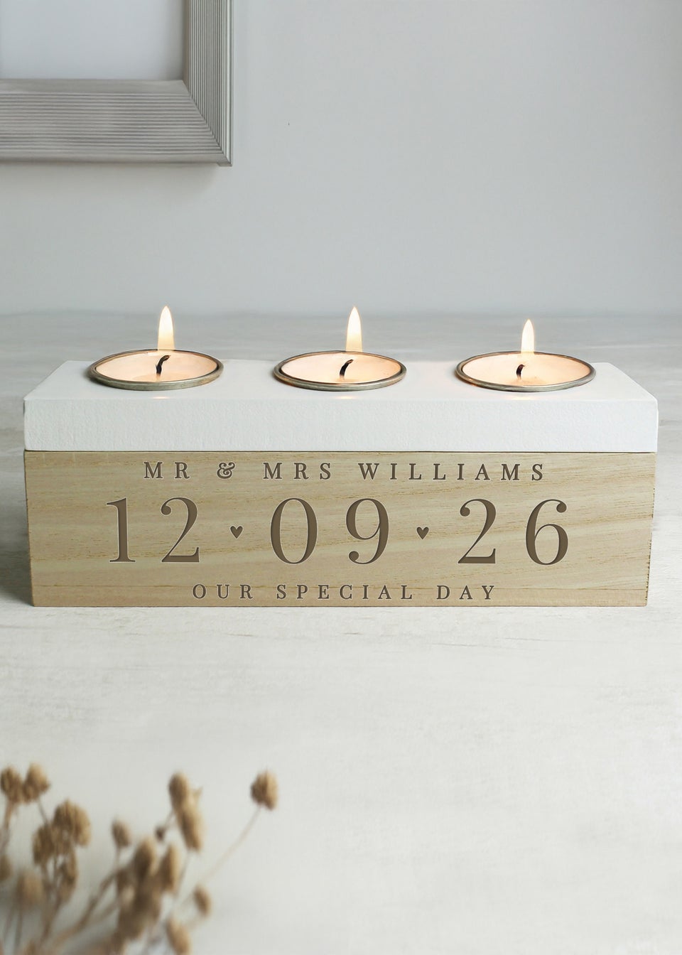 Personalised Memento Company Special Date Triple Tea Light Box