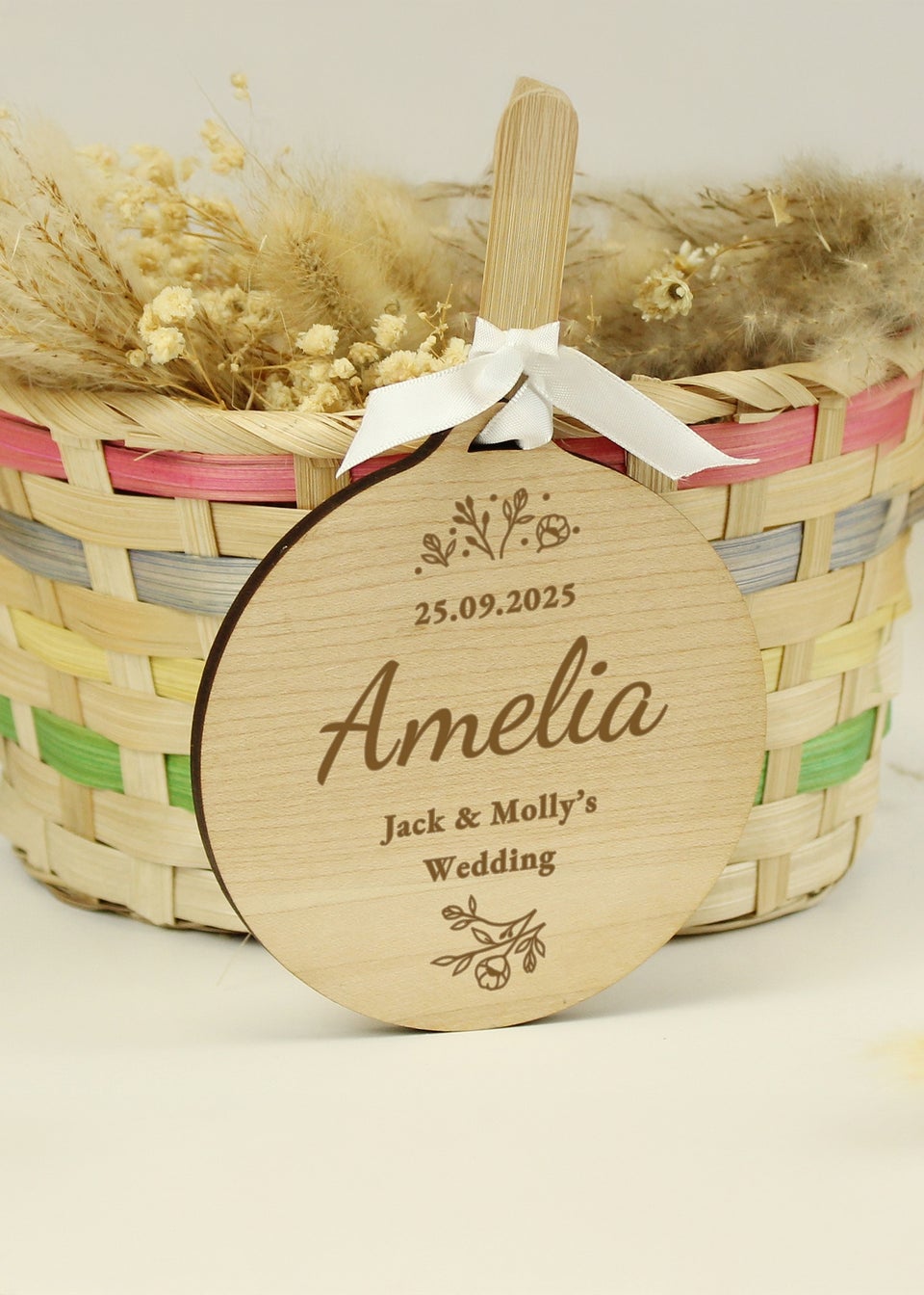 Personalised Memento Company Wedding Party Light Wooden Tag