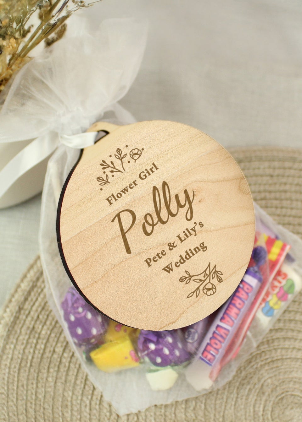 Personalised Memento Company Wedding Party Light Wooden Tag