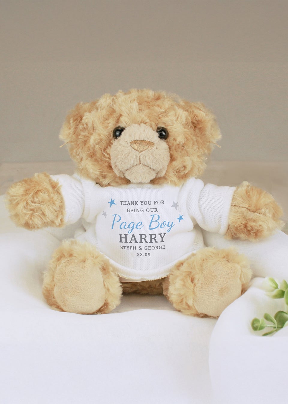 Personalised Memento Company Blue Name Teddy Bear