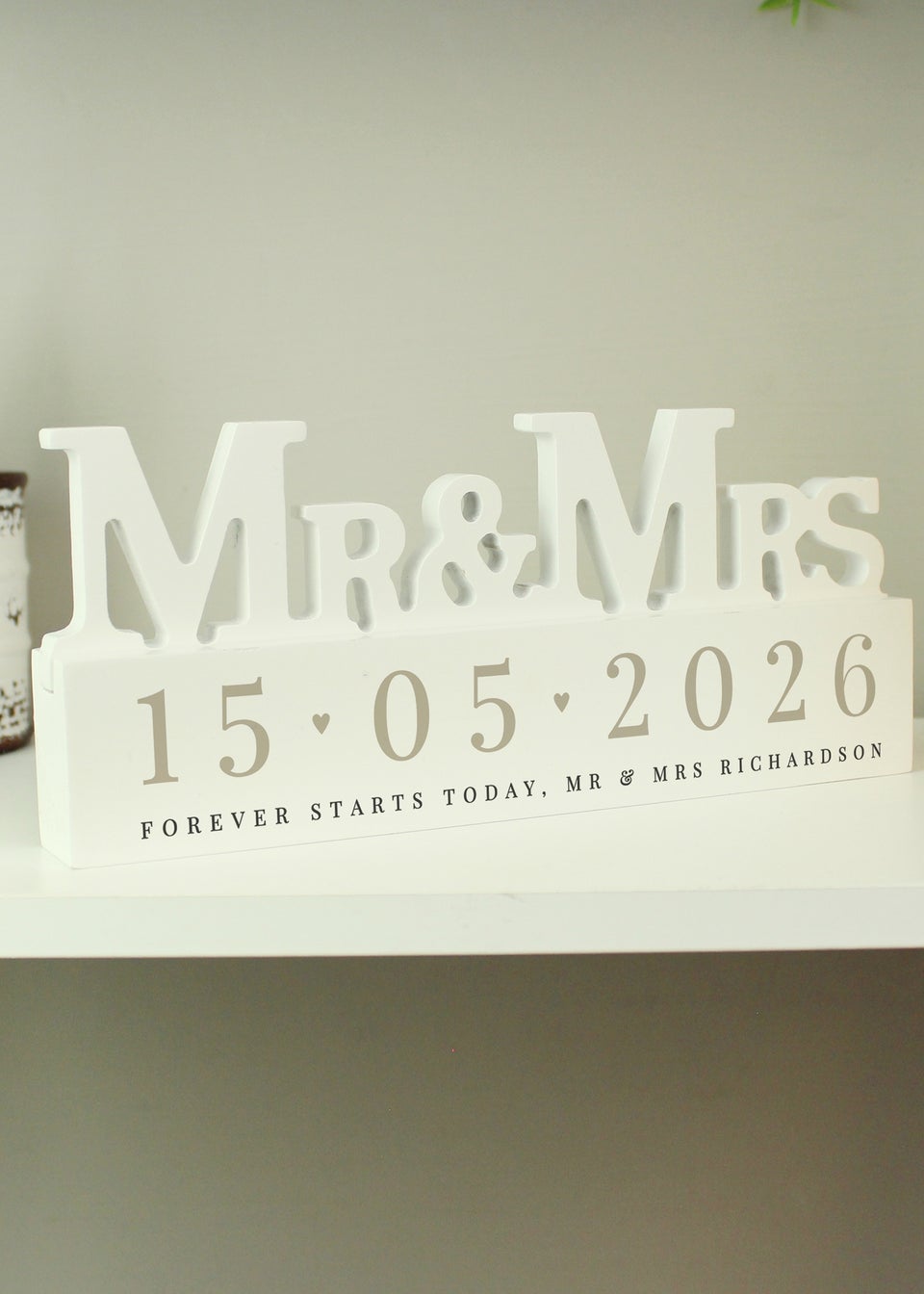 Personalised Memento Company Special Date Wooden Mr & Mrs Ornament