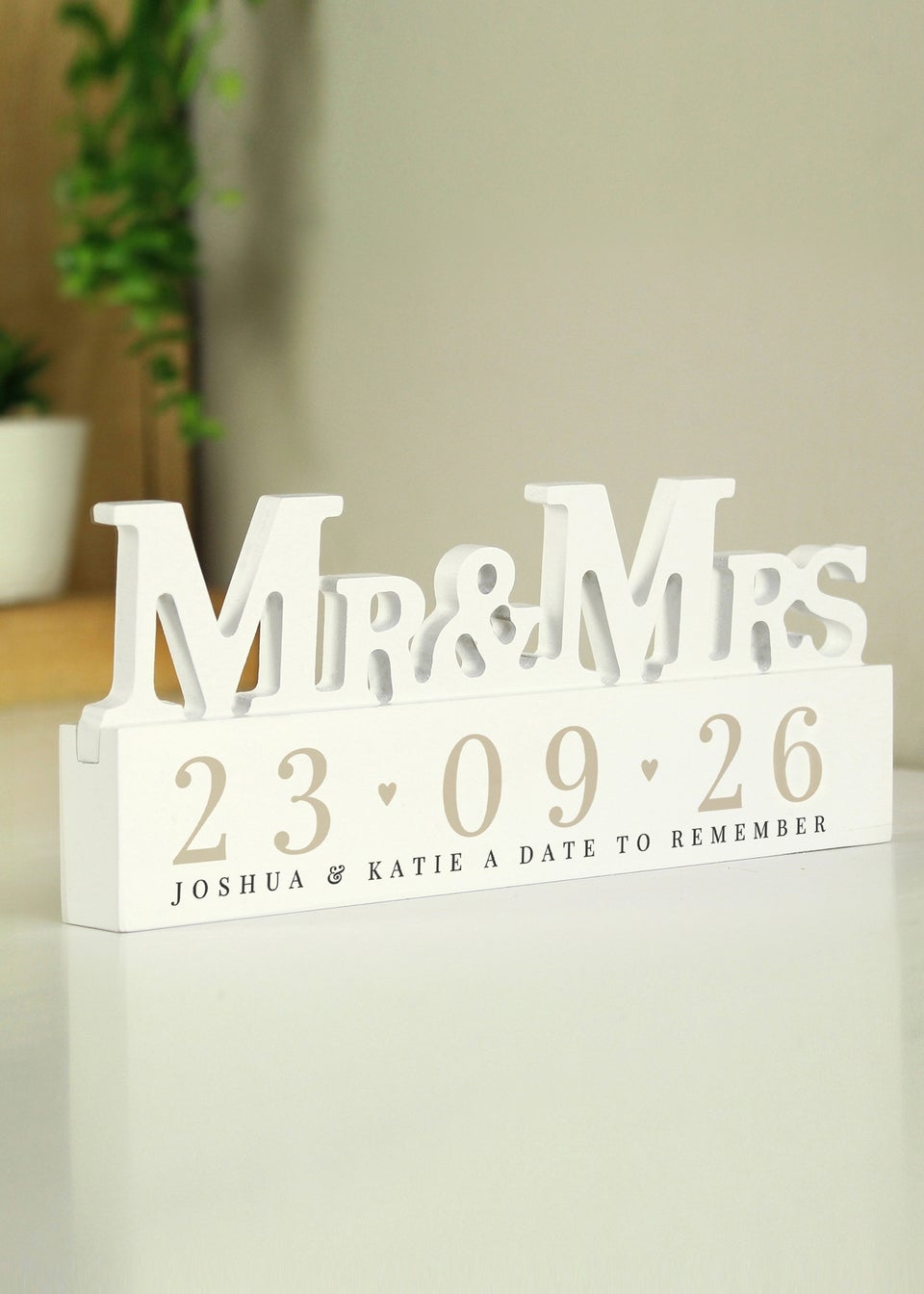 Personalised Memento Company Special Date Wooden Mr & Mrs Ornament