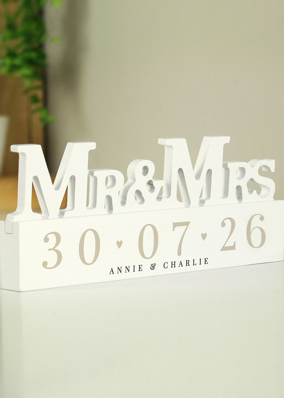 Personalised Memento Company Special Date Wooden Mr & Mrs Ornament