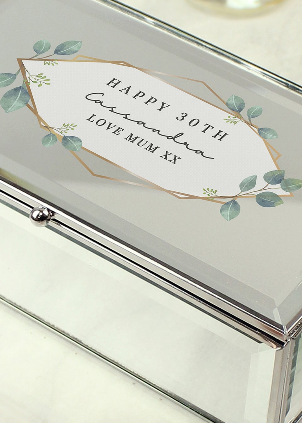 Personalised Memento Company Botanical Mirrored Jewellery Box