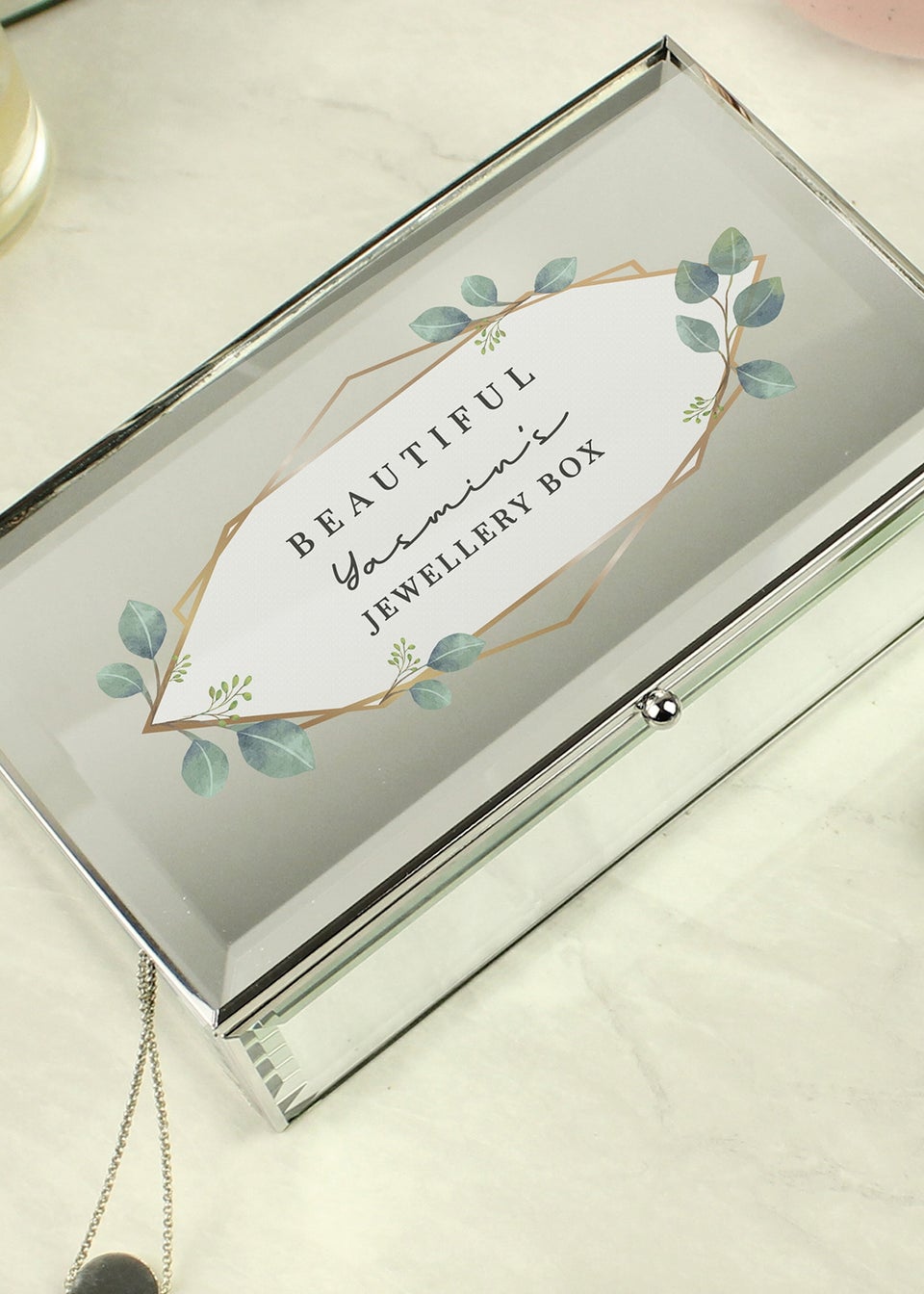 Personalised Memento Company Botanical Mirrored Jewellery Box