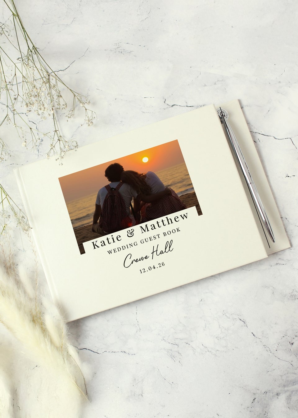 Personalised Memento Company Photo Upload Hardback Guest Book & Pen