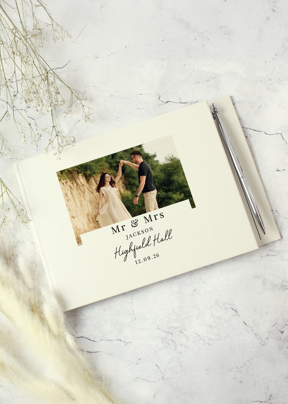 Personalised Memento Company Photo Upload Hardback Guest Book & Pen