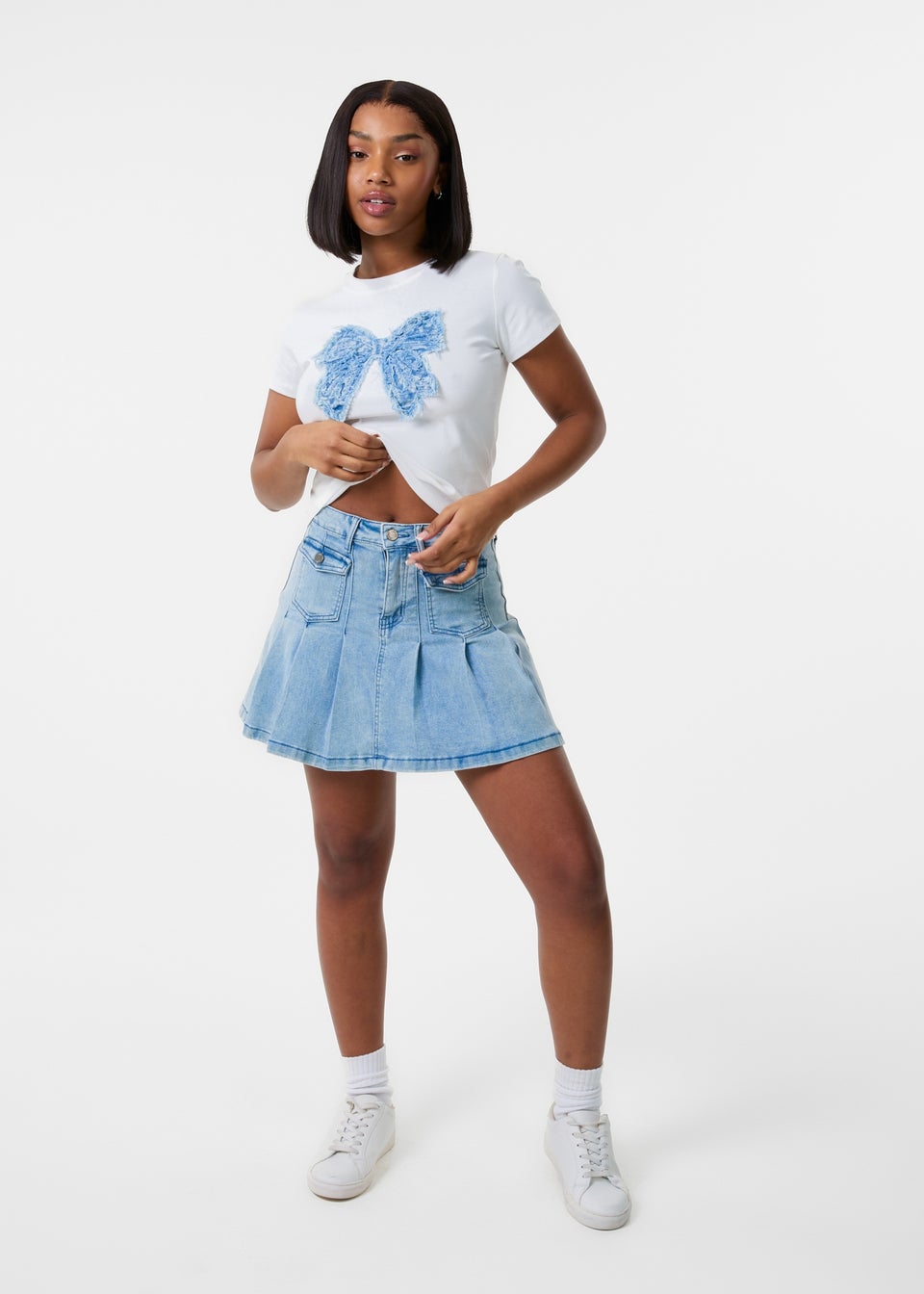 Pink Vanilla Ivory Bow Patchwork T-Shirt