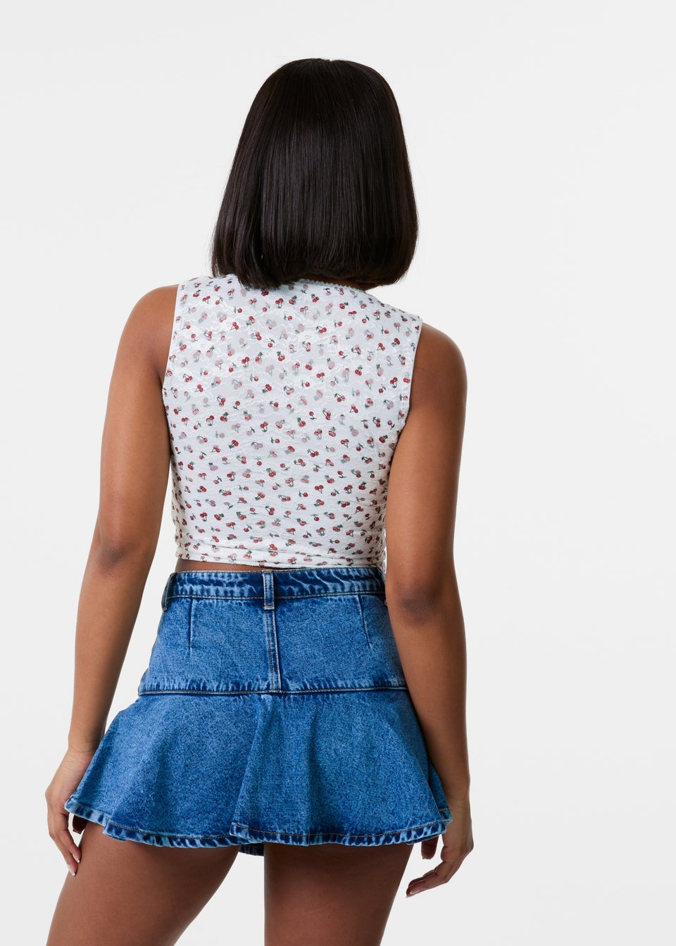 Pink Vanilla Ivory Cherry Lace Crop Top