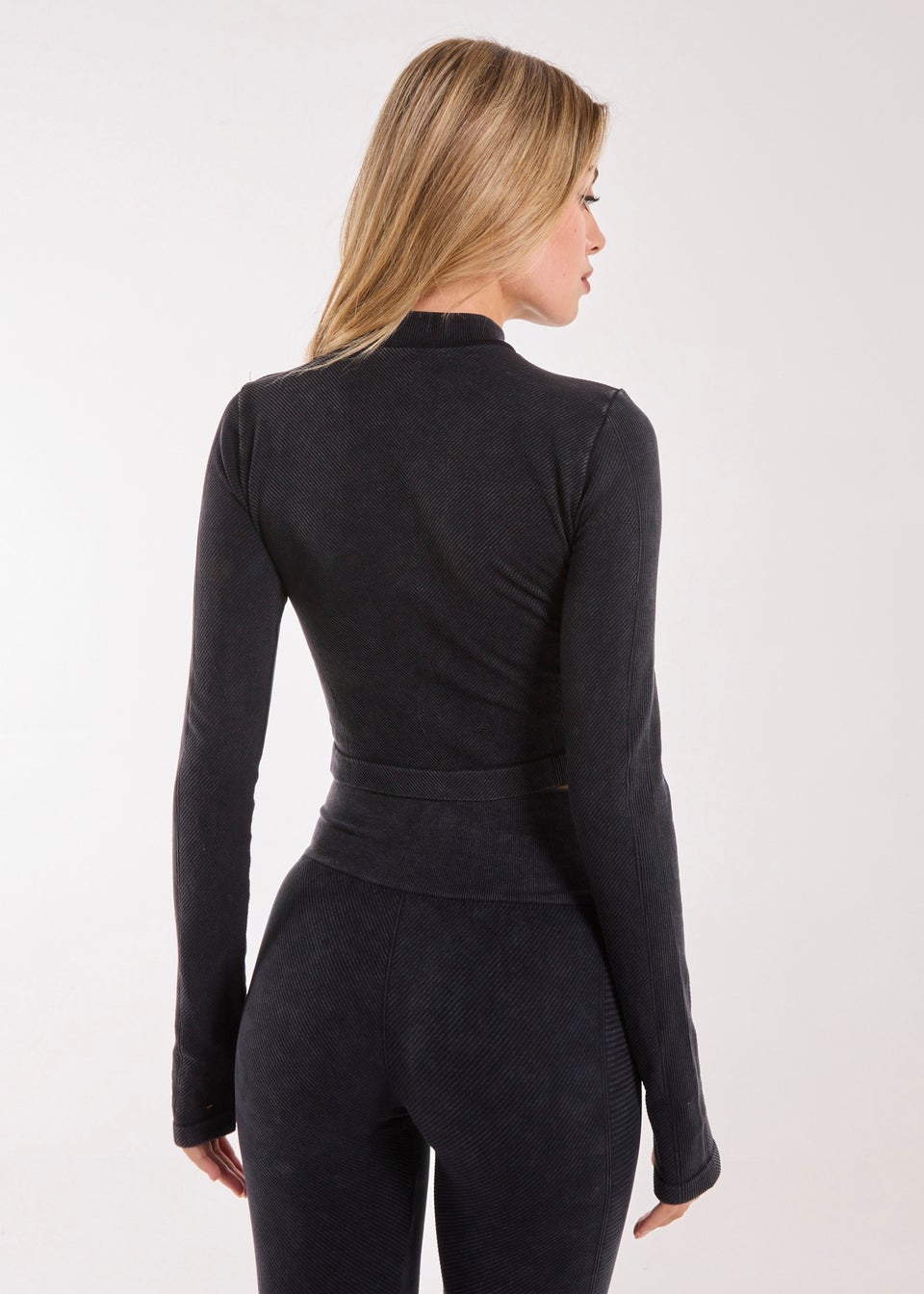 Pink Vanilla Black Active Rib Double  Zip Top