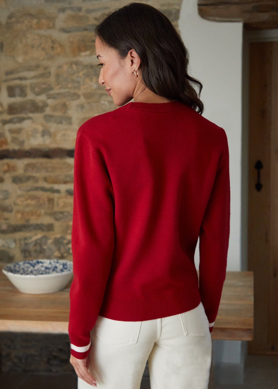 Threadbare Red Varsity Knitted Jumper