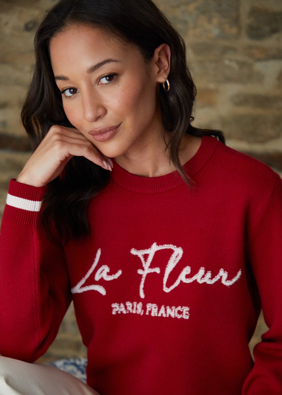 Threadbare Red Varsity Knitted Jumper