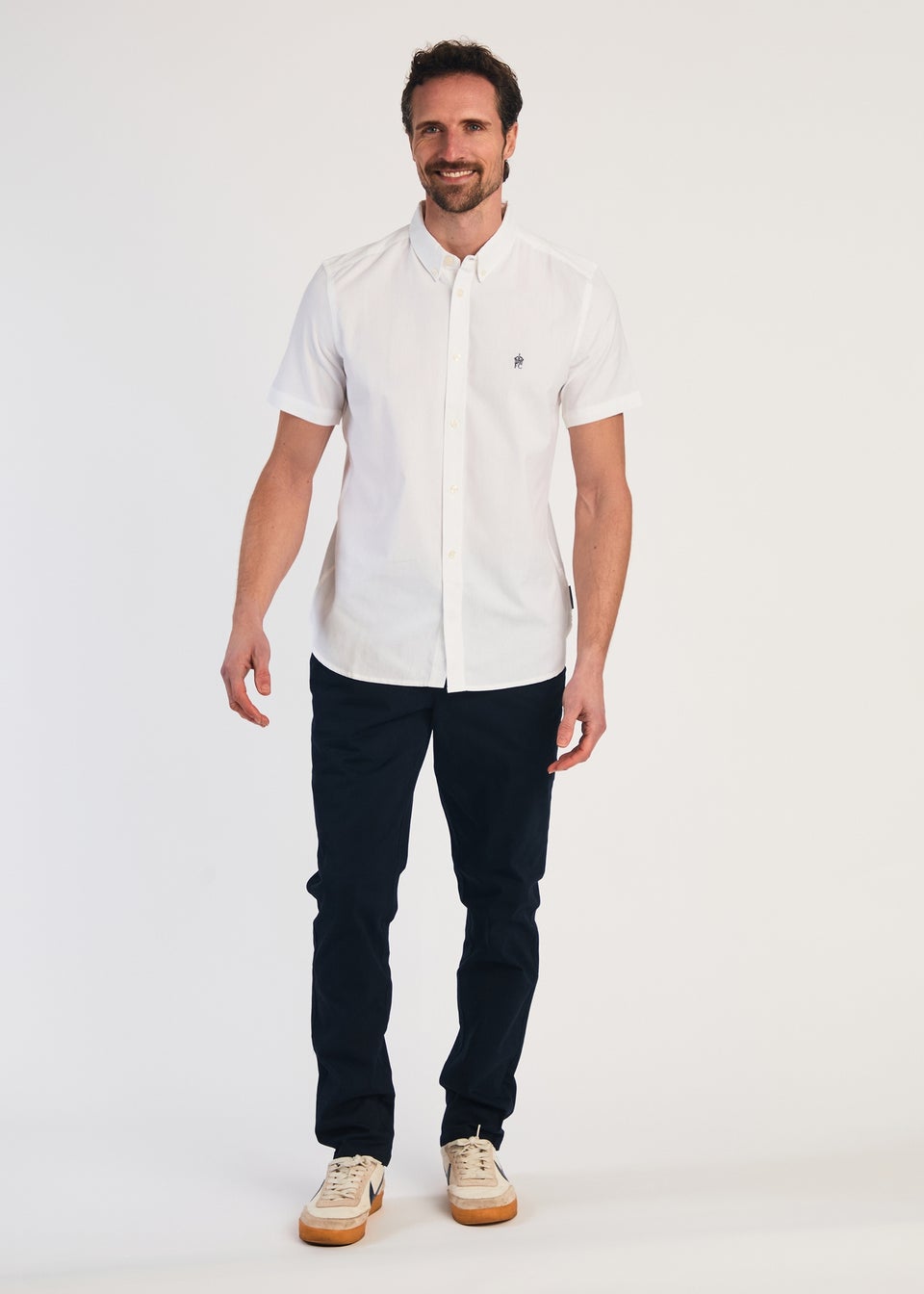 French Connection White Cotton Short Sleeve Oxford Shirt