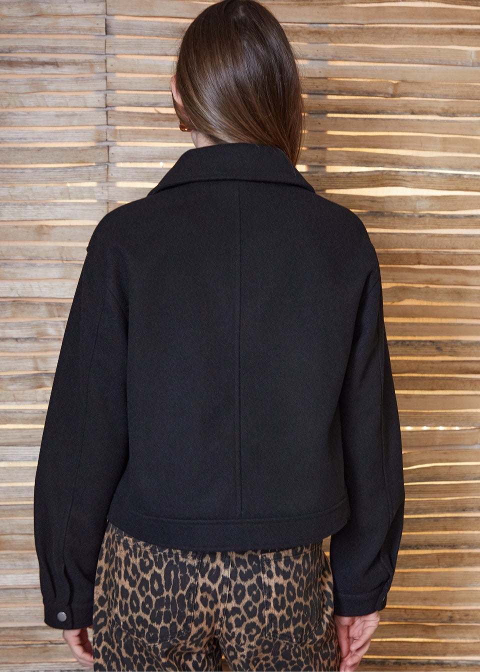 Threadbare Black Faux Wool Collared Harrington Jacket