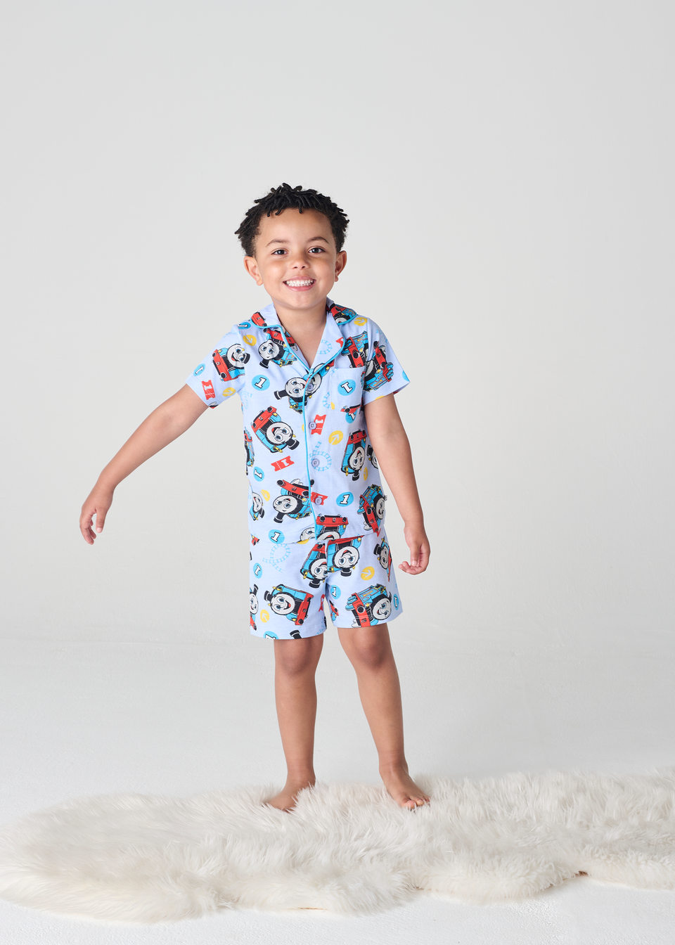 Brand Threads Thomas The Tank Engine Blue Short Pyjama Set (12 Months - 5 Years)