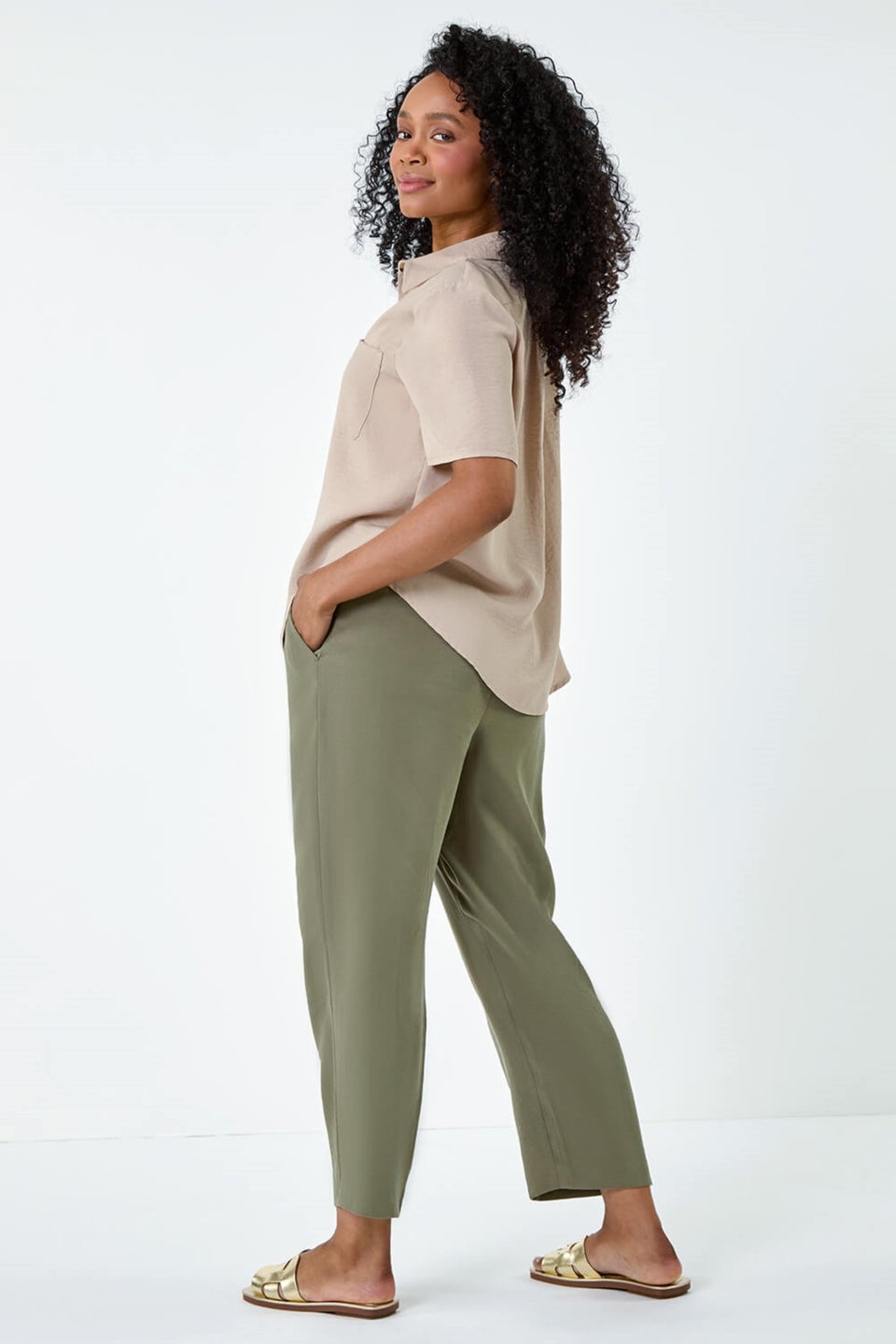 Roman Stone Petite Button Up Pocket Shirt