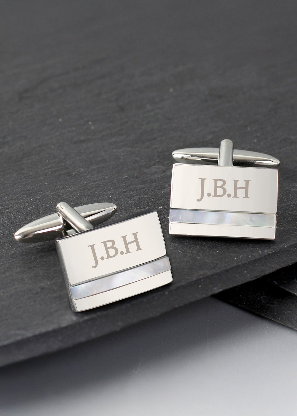 Personalised Memento Company Mother of Pearl Silver Cufflinks