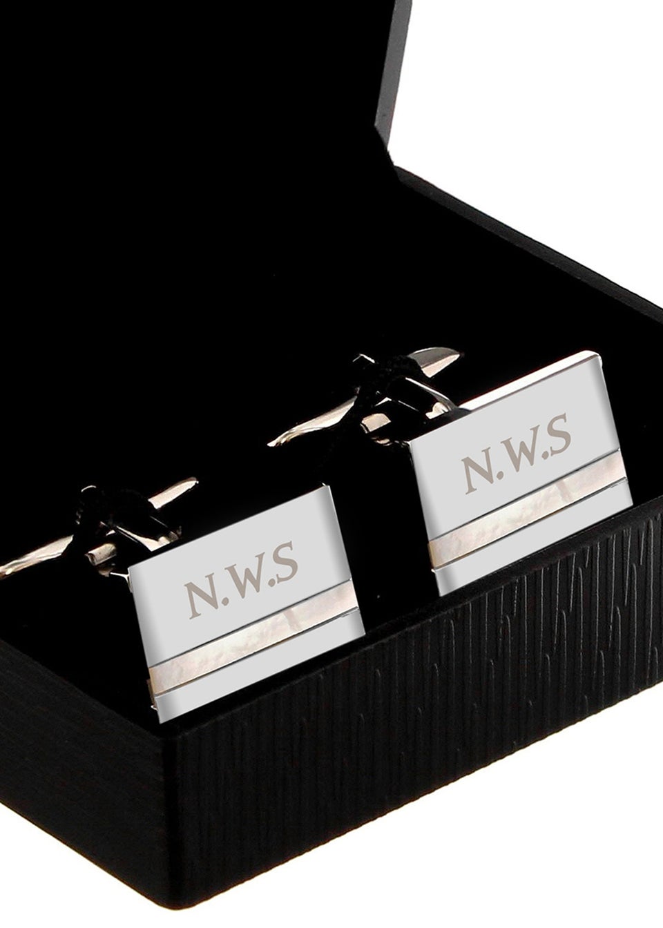 Personalised Memento Company Mother of Pearl Silver Cufflinks