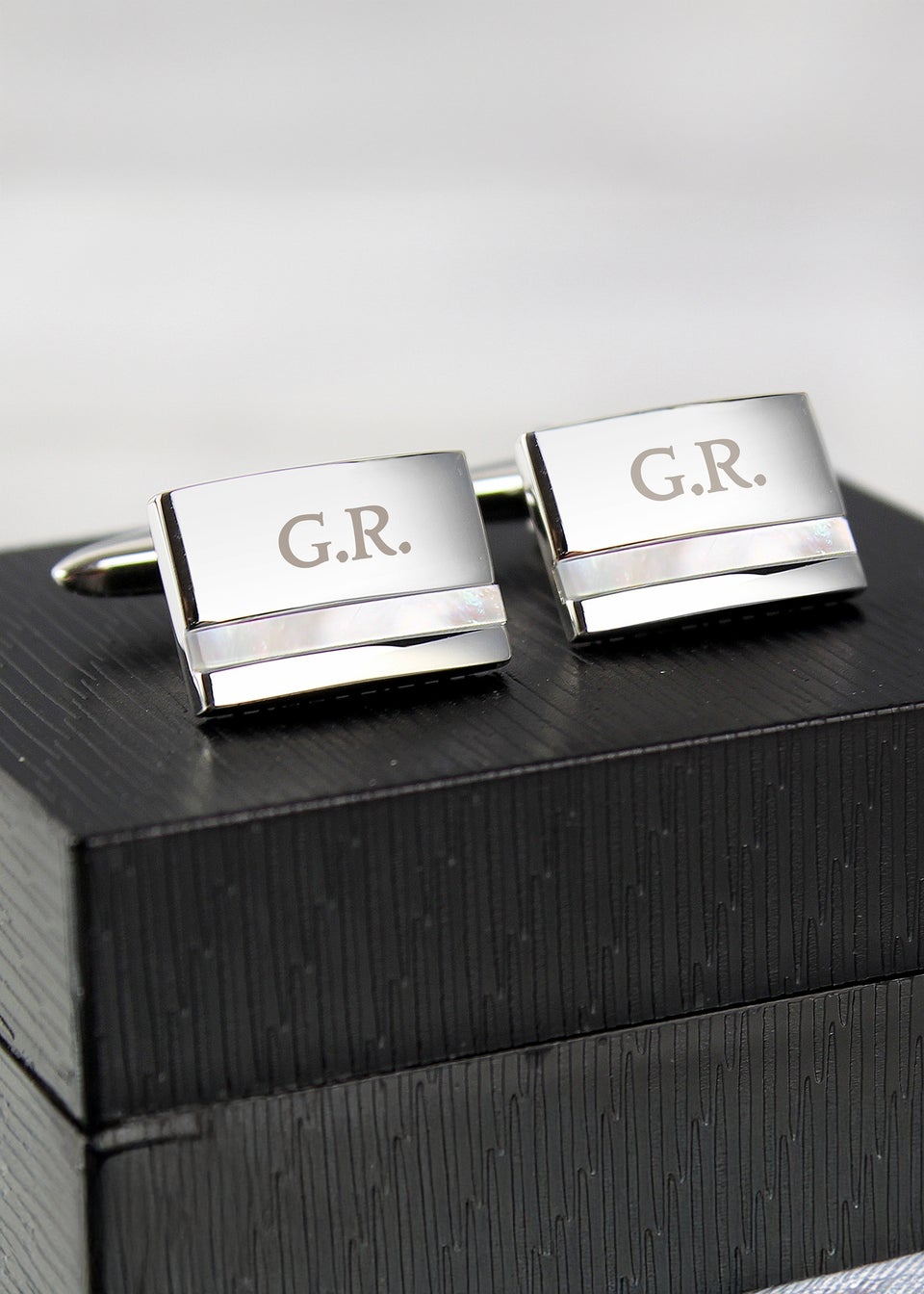 Personalised Memento Company Mother of Pearl Silver Cufflinks