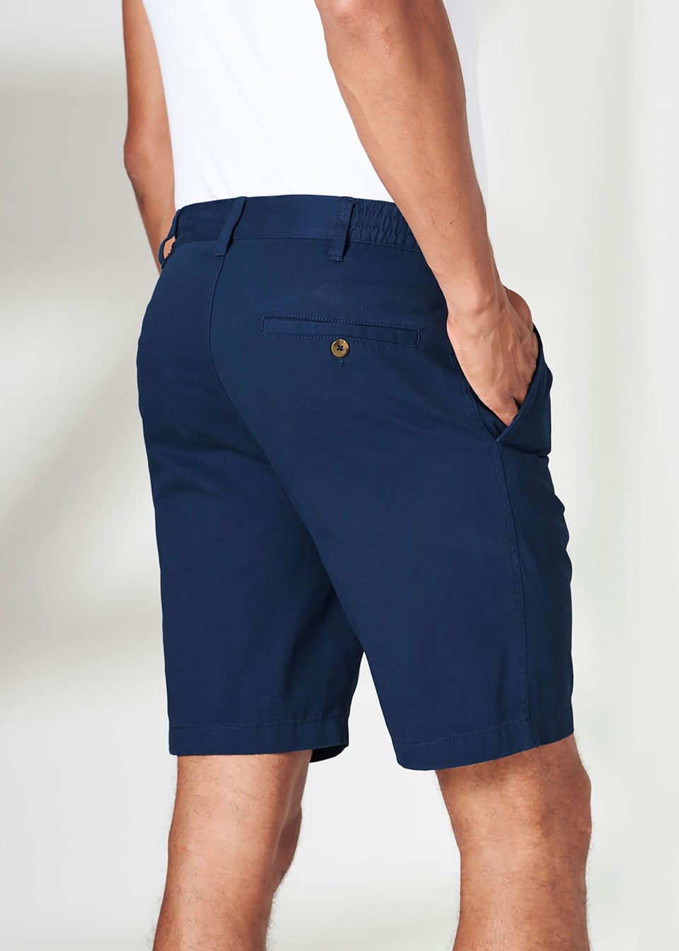 Cotton Traders Navy Pleat Front Comfort Shorts
