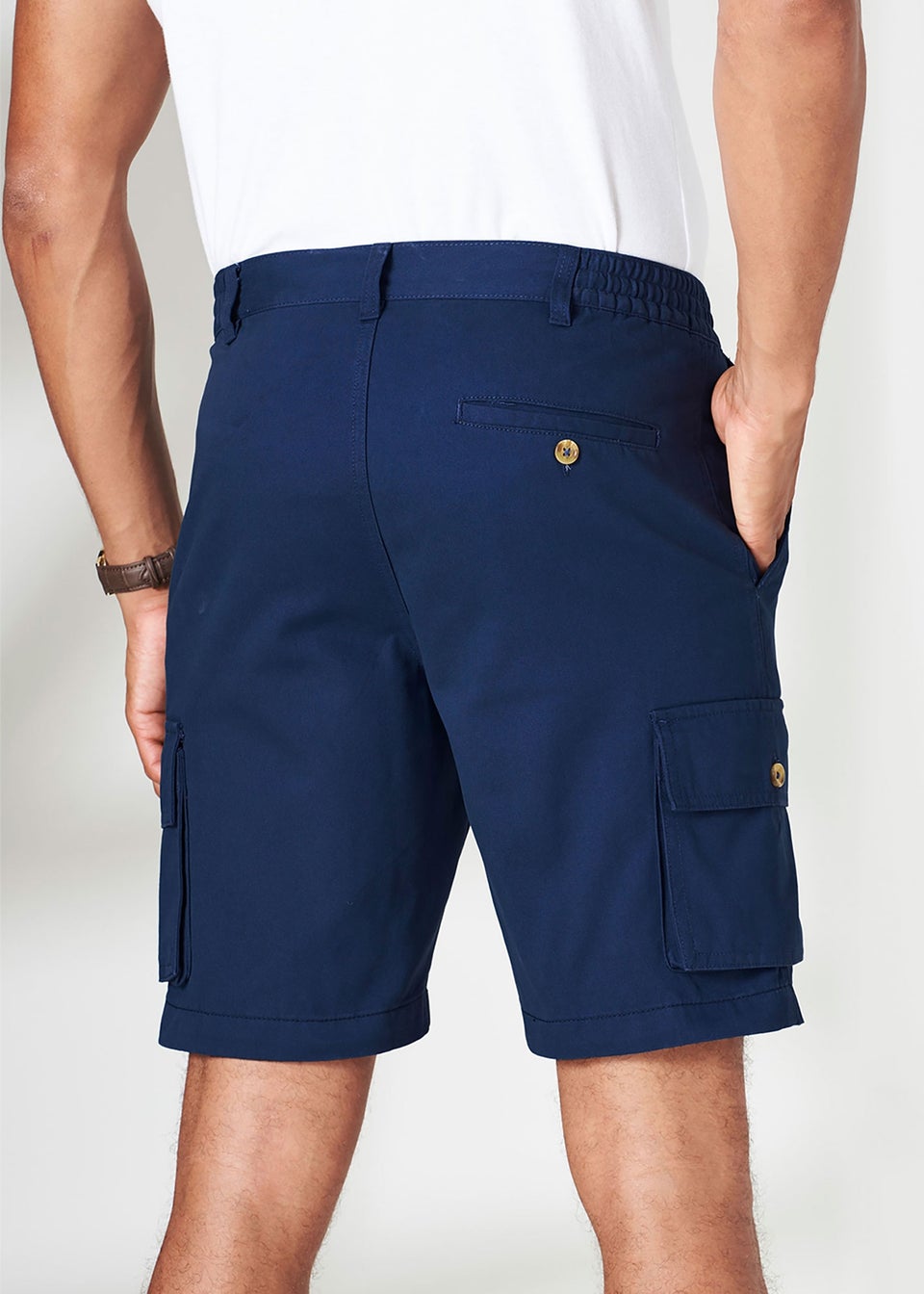 Cotton Traders Navy Cargo Comfort Shorts
