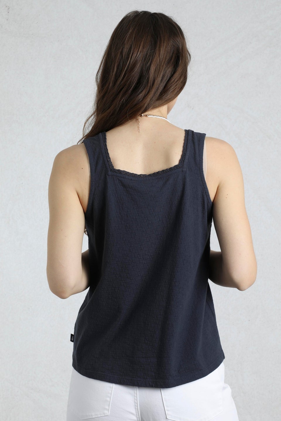 Weird Fish Navy Chelle Jersey Square Neck Vest
