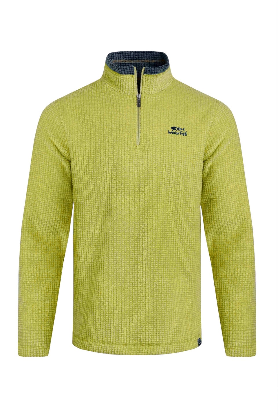 Weird Fish Soft Green Newark 1/4 Zip Grid Fleece