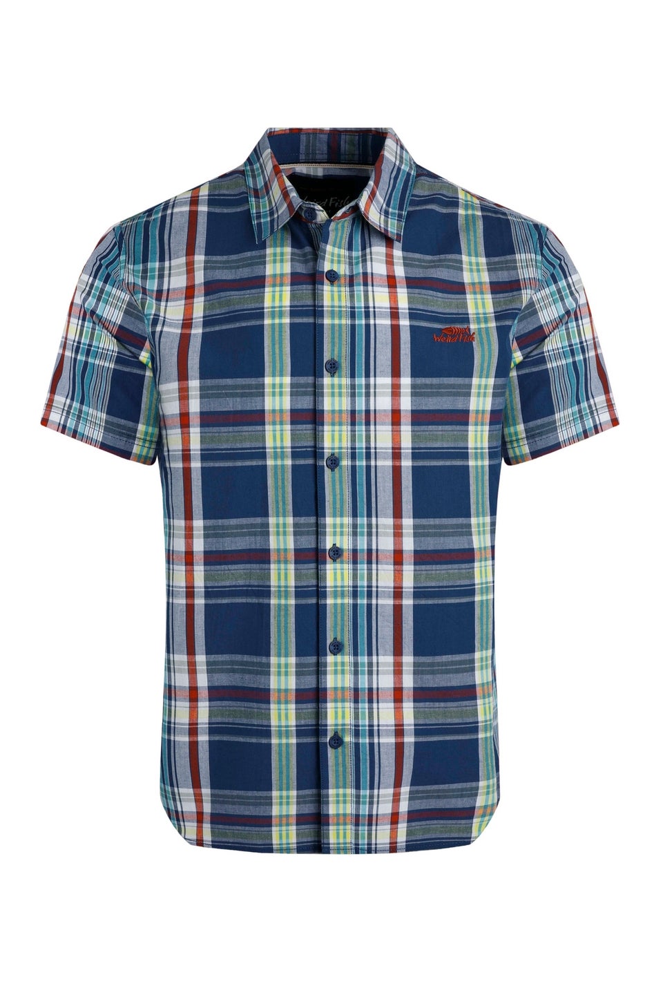 Weird Fish Dark Blue Judd Short Sleeve Check Shirt