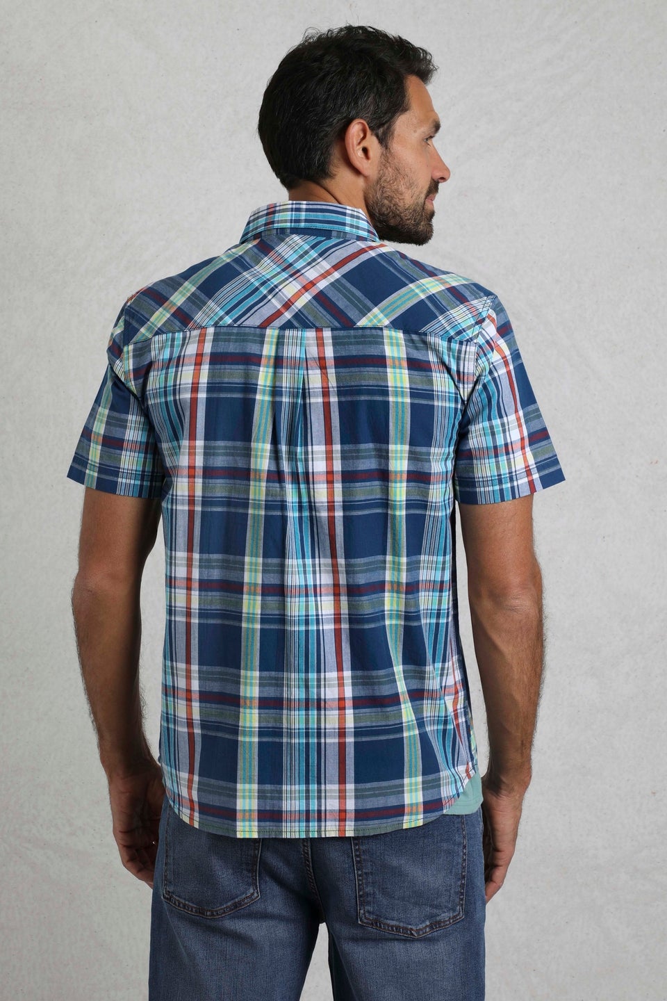 Weird Fish Dark Blue Judd Short Sleeve Check Shirt